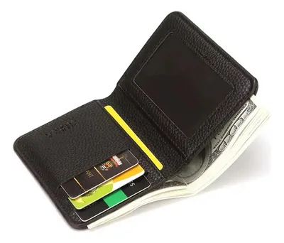 Billetera Vertical Eco-cuero Lam Negra