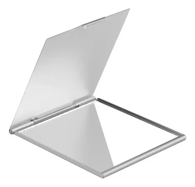Espejo Aluminio Plateado Con Tapa Cartera