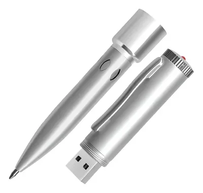 Bolígrafo Usb Metálico 32gb Plata Elegante Negra