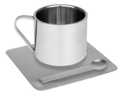 Coffee Set Espresso Plata 180cc - Regalo Corporativo Plateado