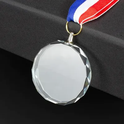 Medalla Cristal Diamond Plateada Con Cinta Tricolor