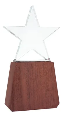 Trofeo Madera Cristal Lonely Star - Calidad Premium