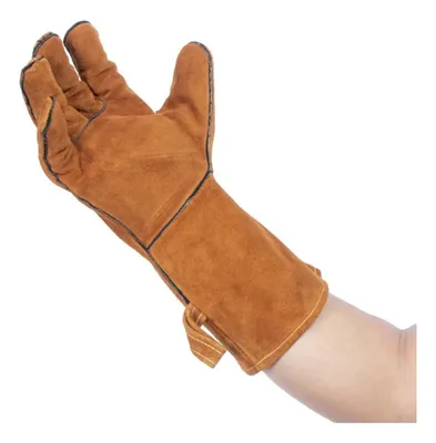 Guantes Cuero Gamuza Café Parrilleros Premium