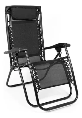 Reposera Plegable Negra Textilene Con Toldo S54