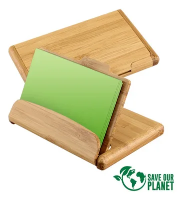 Tarjetero Bamboo Natural 10.8cm Escritorio Organizador