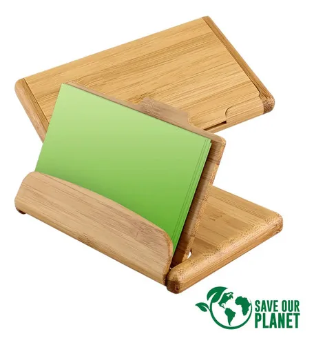 Tarjetero Bamboo Natural 10.8cm Escritorio Organizador