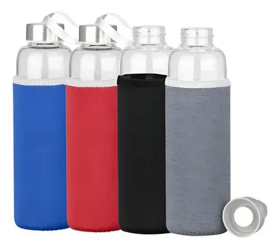 Botella Vidrio Borosilicato 580ml Funda Neopreno