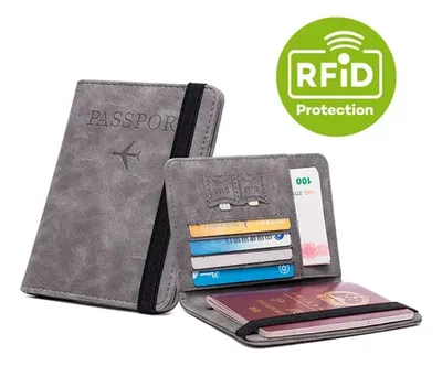 Billetera Porta Pasaporte Orly Gris Jaspeado Eco-cuero Gris
