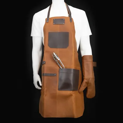 Set Asador Cuero Búfalo Premium Café Cognac