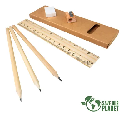 Set Escolar Ecológico Madera Natural