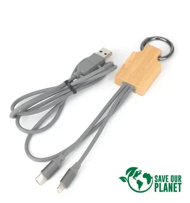 Cargador Universal 4 En 1 Bamboo Gris Llavero