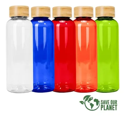 Botella Pet 550ml Tapa Bambú Ainoa Transparente