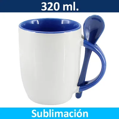 Tazón Sublimación Bicolor Polar Con Cuchara