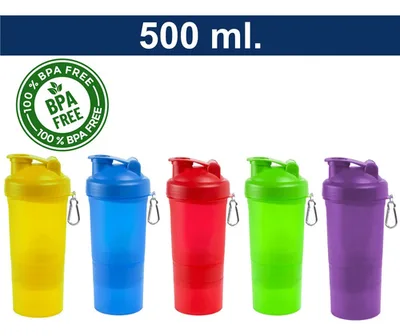 Shaker Mezclador Suplementos 500ml Compartimientos