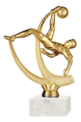 Trofeo Plástico Fútbol Chilena Oro Con Base Mármol Oro