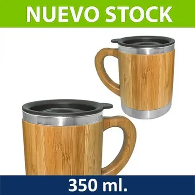Tazon Bamboo Acero Inoxidable Con Tapa 350ml