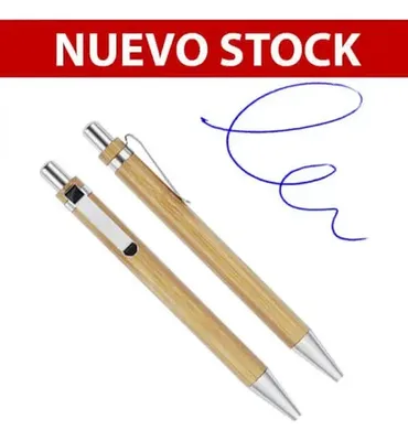 Bolígrafo Bamboo B2 Con Detalles Metálicos Plateados Azul