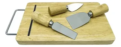 Set Tabla Quesos Madera T3 Con Herramientas Acero