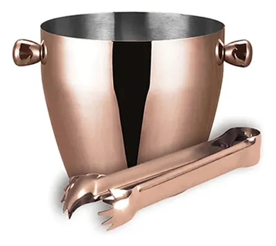 Set Hielera Con Pinzas Acero Inox Encobrizado M101