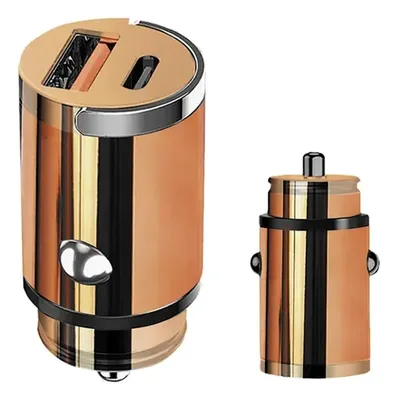 Adaptador Auto Cobre Usb-a Y C Cargador Metálico