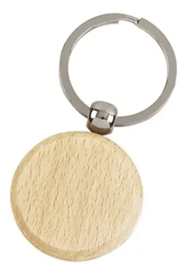 Llavero Redondo Bambú Natural Ma1 Con Estuche