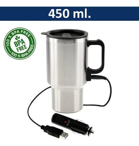Vaso Térmico Calentador Auto 450ml Acero Inoxidable