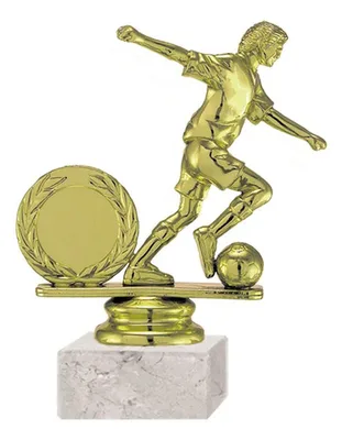 Trofeo Fútbol Plástico Oro Con Base Mármol Blanca Oro
