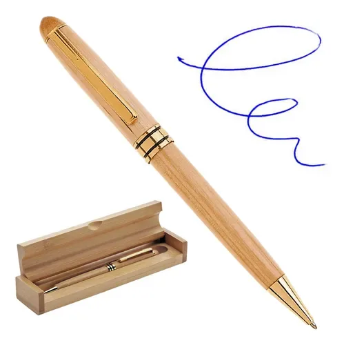 Set Bolígrafo Bamboo B5 Estuche Madera Azul