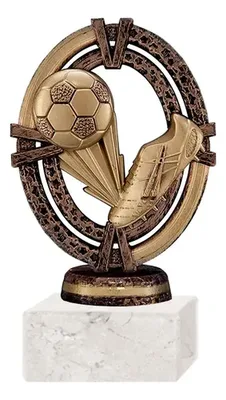 Trofeo Plástico Botín Balón Color Oro Base Mármol