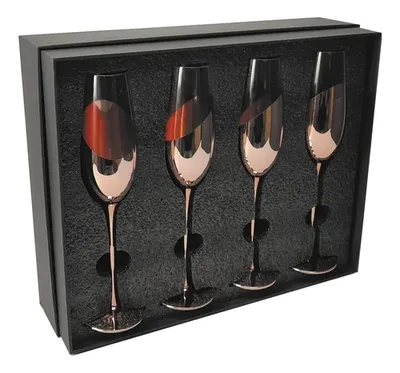 Set 4 Copas Champagne Cobre 230ml Caja Lujo
