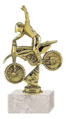 Trofeo Plástico Motocross Oro Con Base Mármol