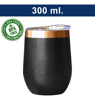 Taza Térmica Acero Inoxidable 300ml Negra Cobre