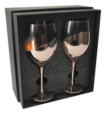 Copas De Vino Cobre Premium Caja Regalo X2