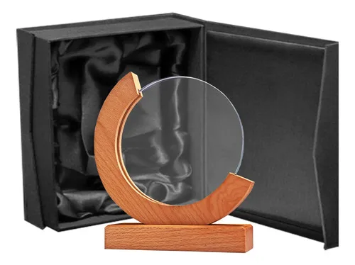 Galvano Cristal Base Madera Blas 58 Grabado Láser