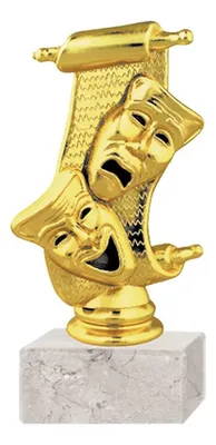 Trofeo Plástico Teatro Oro Con Base Mármol Blanca