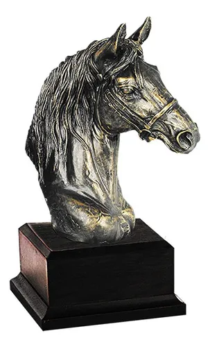 Trofeo Resina Cabeza Caballo Base Madera