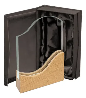 Galvano Cristal Base Madera Grabado Láser Personalizado