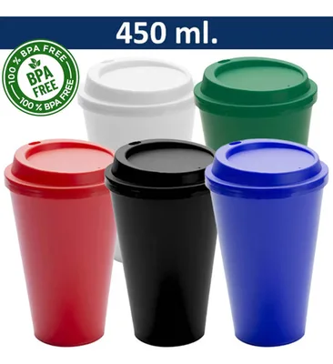 Vaso Plástico Con Tapa Rosca 450ml
