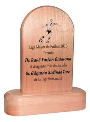 Galvano Medio Punto Madera Raulí Grabado Láser 14cm