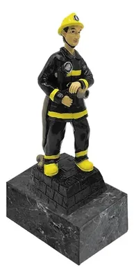 Trofeo Resina Bombero Con Base Marmol 23cm