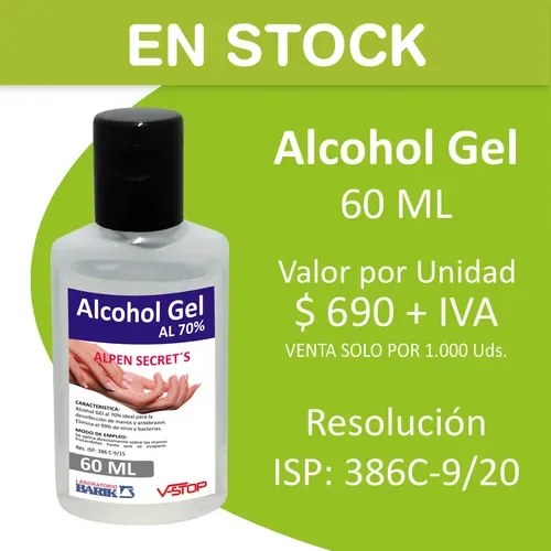 Alcohol Gel Antibacterial 60ml Desinfección Manos