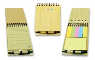 Set Memo Ecológico Bambú Libreta Bolígrafo Post-it