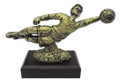 Trofeo Resina Arquero Dorado 15cm Base Madera
