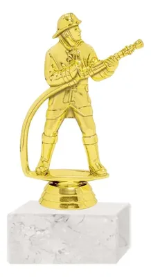 Trofeo Bombero Plástico Con Base Mármol 17cm Oro