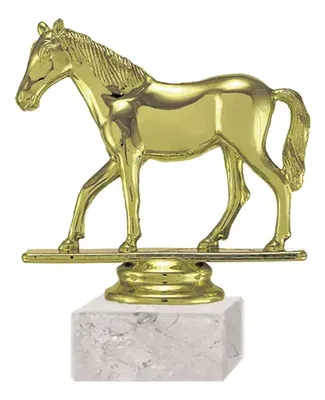 Trofeo Plástico Caballo Oro Con Base Mármol Oro
