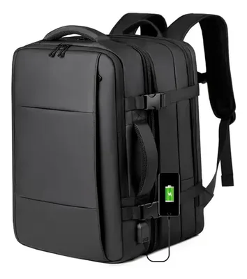 Mochila Viaje Poliester 35l Compartimentos Grande Negro