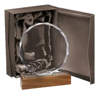 Galvano Cristal Base Madera Grabado Láser Profesional