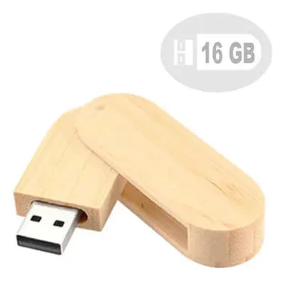 Memoria Usb 16gb Bambú Giratoria Ecológica