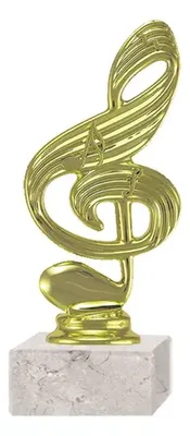 Trofeo Plástico Nota Musical Oro 17cm Base Mármol Oro
