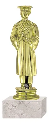Trofeo Plástico Graduación Masculino Con Base Mármol Oro